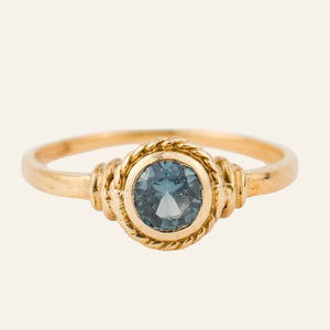 antique gold bezel Set Round Blue Stone Ring
