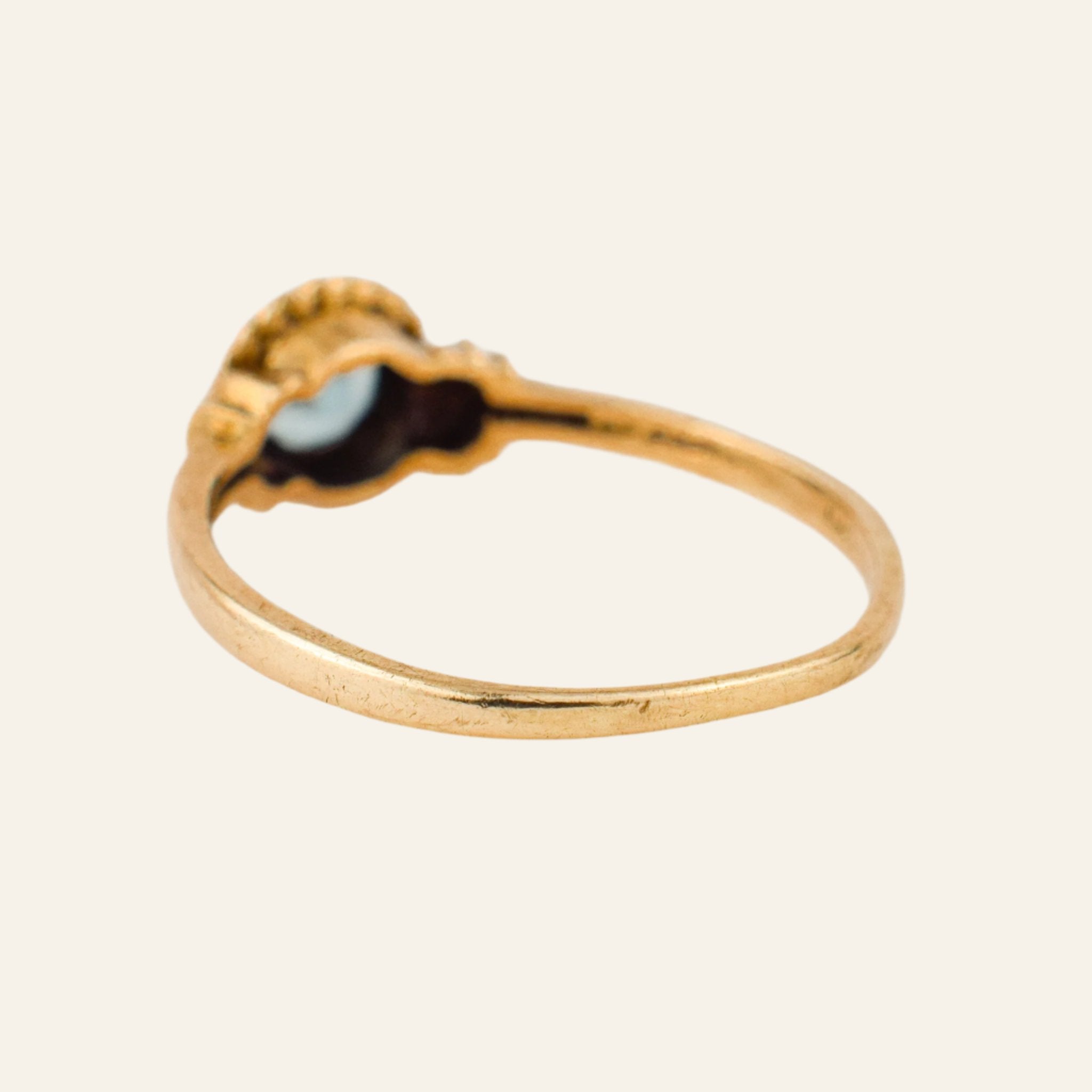 antique gold bezel Set Round Blue Stone Ring