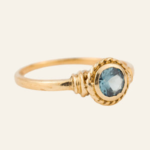 antique gold bezel Set Round Blue Stone Ring