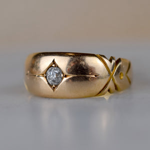 Hallmarked Starburst Diamond Gold Band