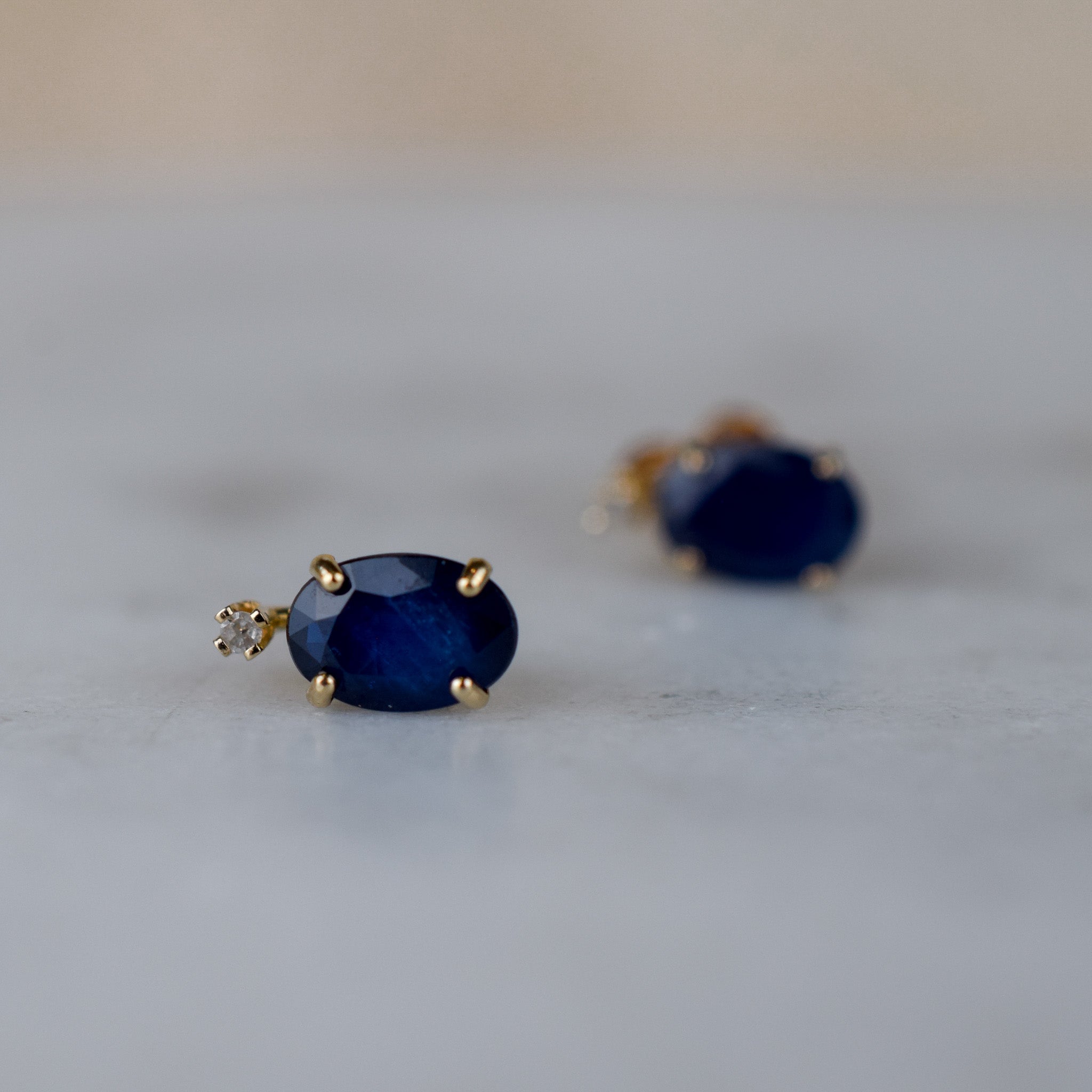 Sapphire and Diamond Stud Earrings