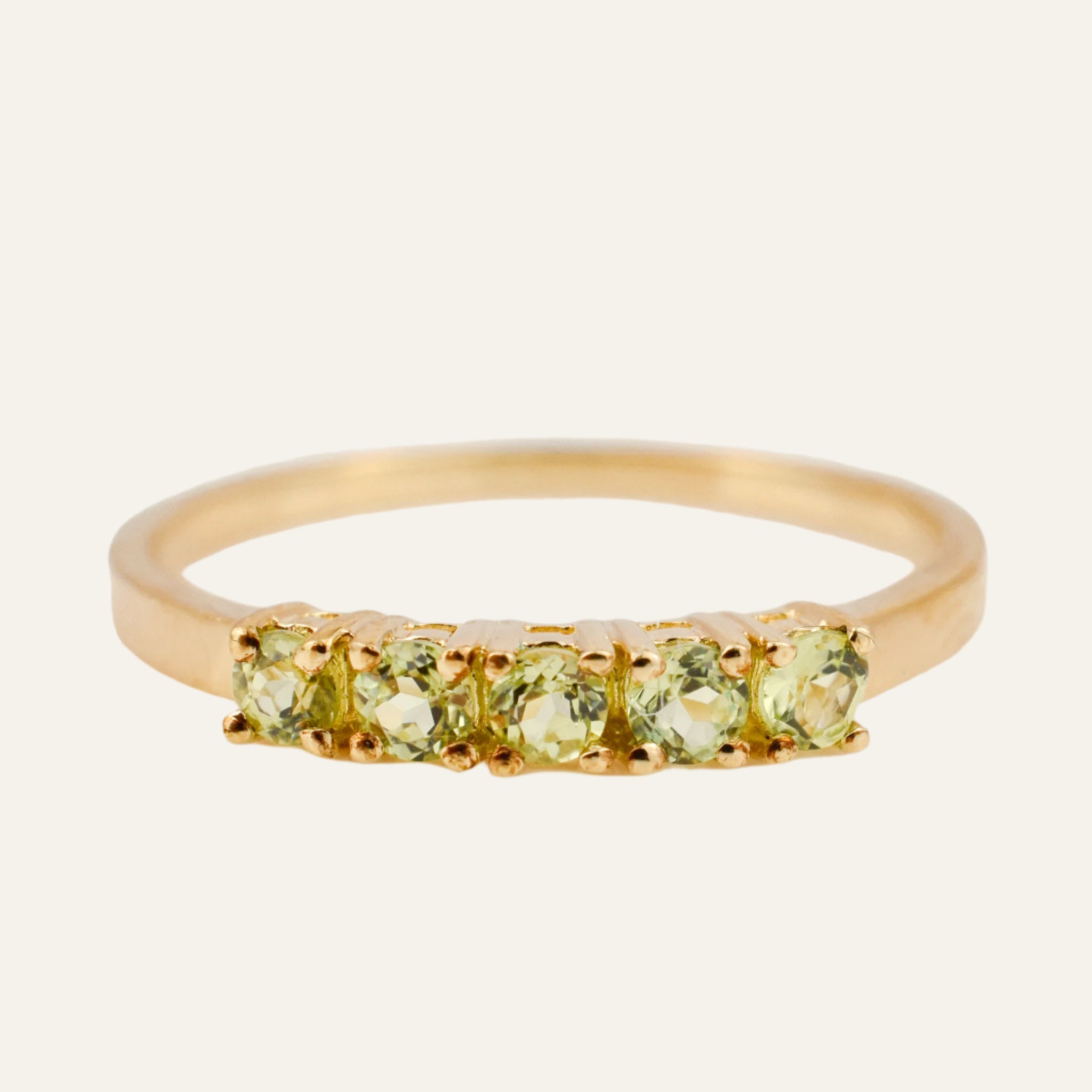 5 Peridot Gold Band