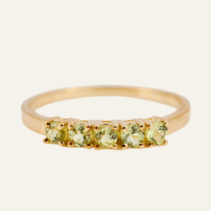 5 Peridot Gold Band