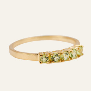 5 Peridot Gold Band