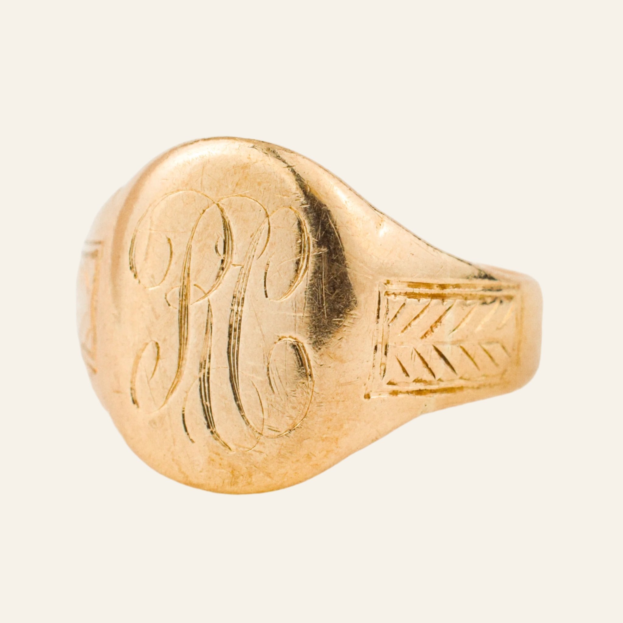 vintage gold 'RC' Signet Ring