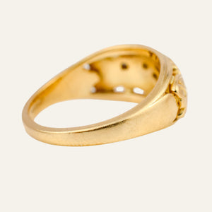 Handcrafted Floral and Diamond Gold Band