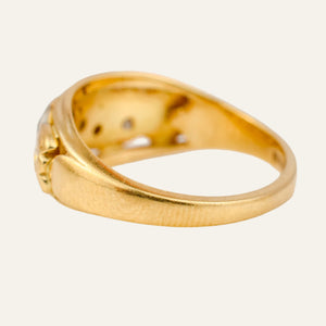 Handcrafted Floral and Diamond Gold Band