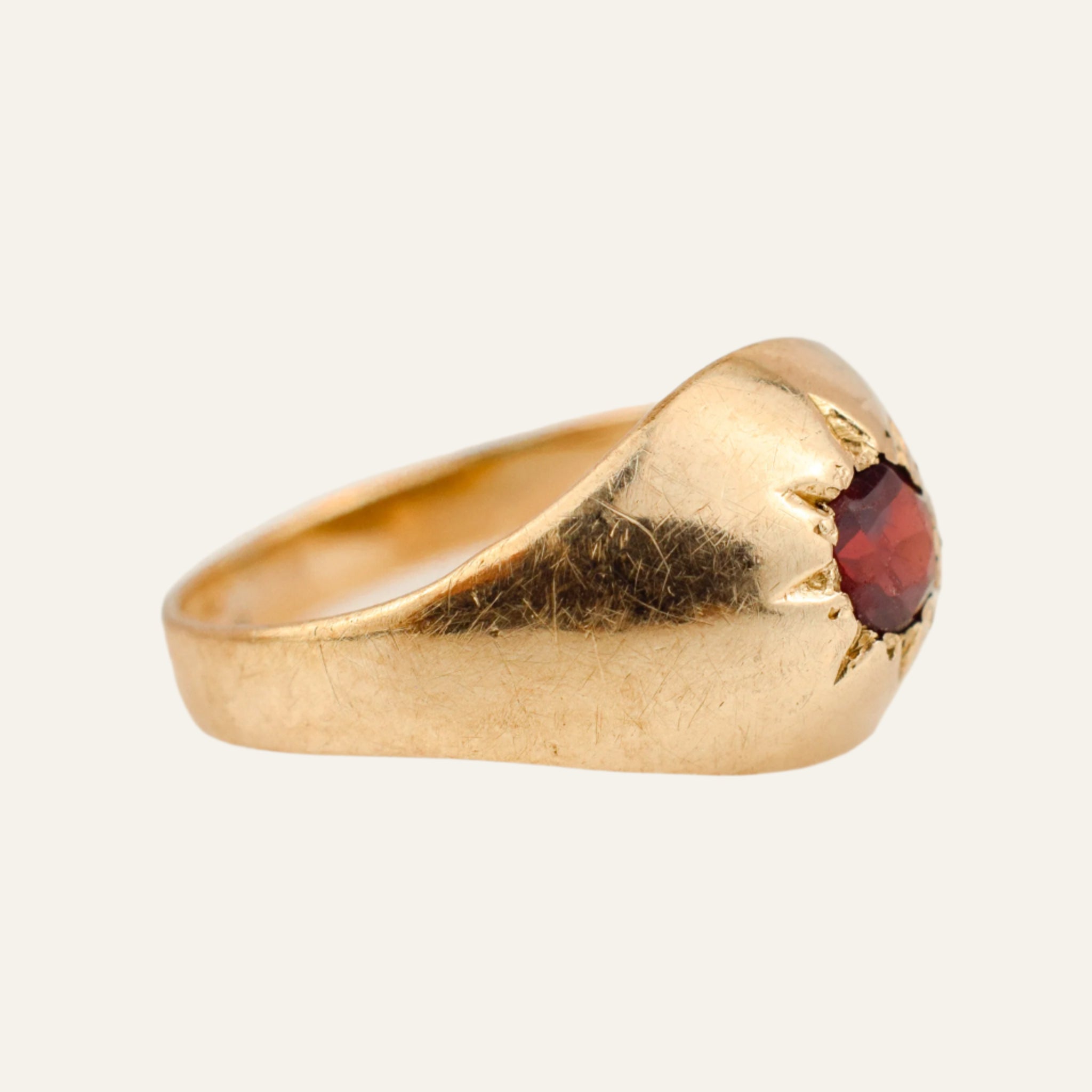 Garnet Starburst Signet Pinkie Ring