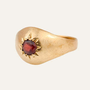 Garnet Starburst Signet Pinkie Ring