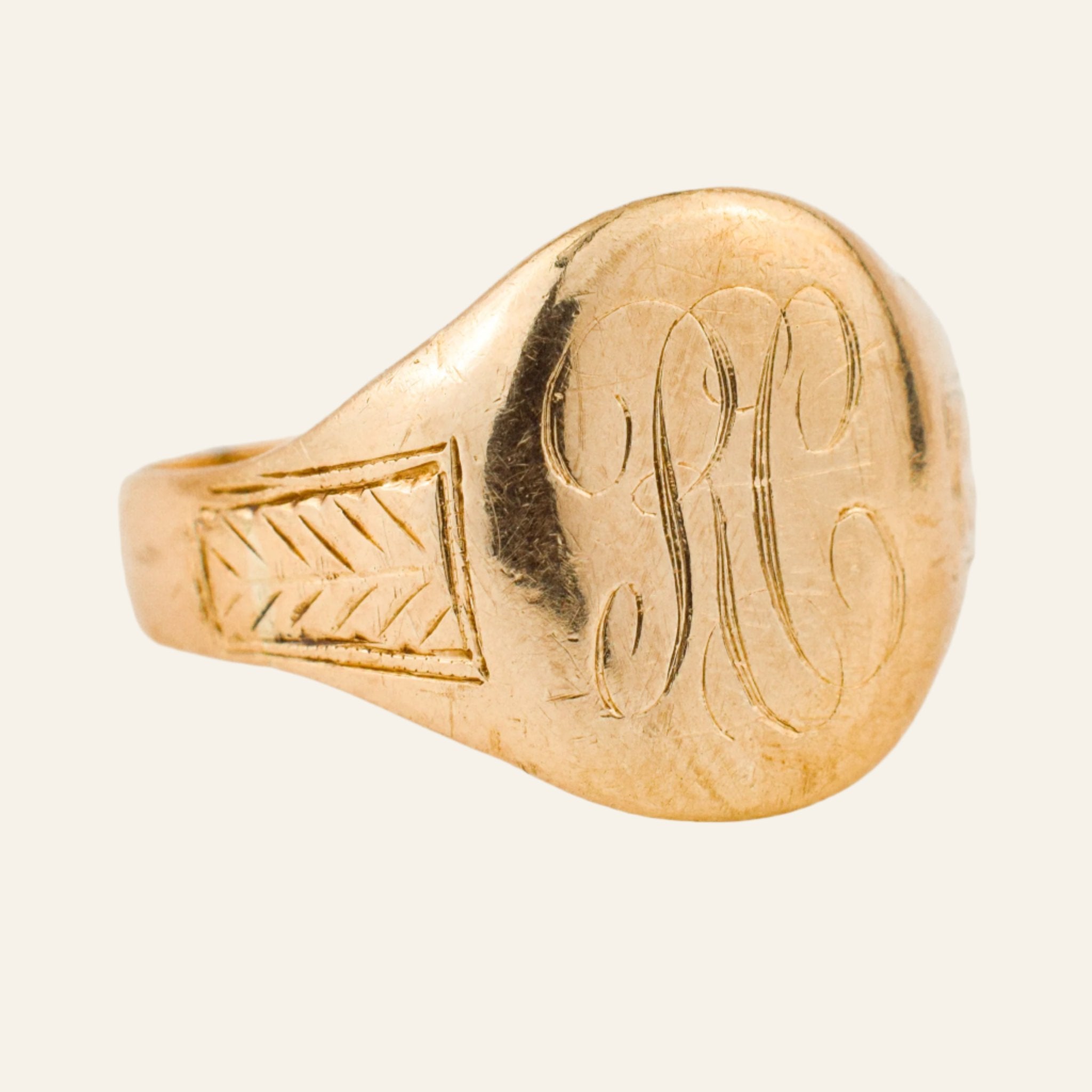 vintage gold 'RC' Signet Ring