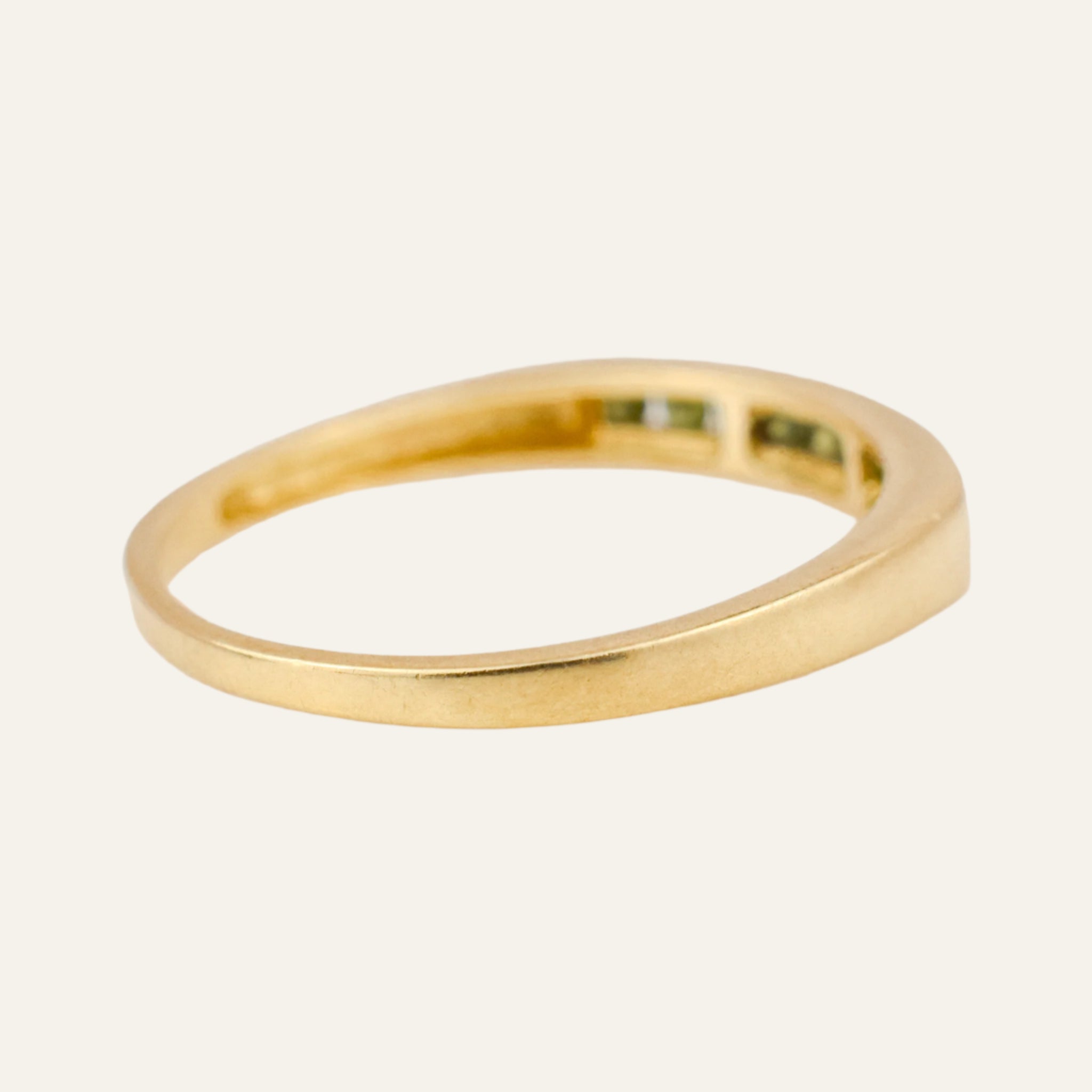 Green Sapphire Channel Set Gold Band