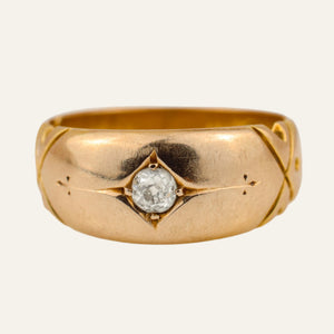 Hallmarked Starburst Diamond Gold Band