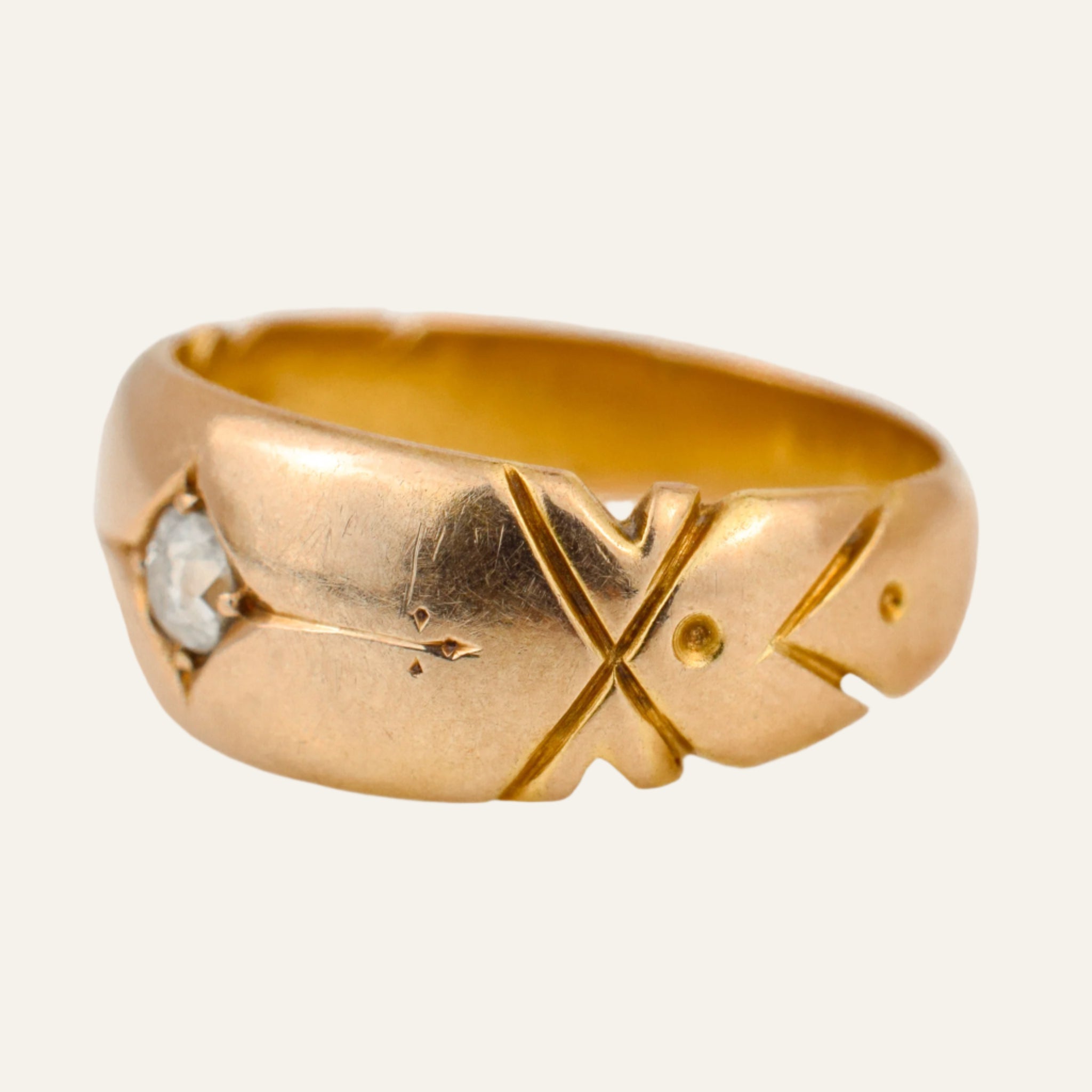 Hallmarked Starburst Diamond Gold Band