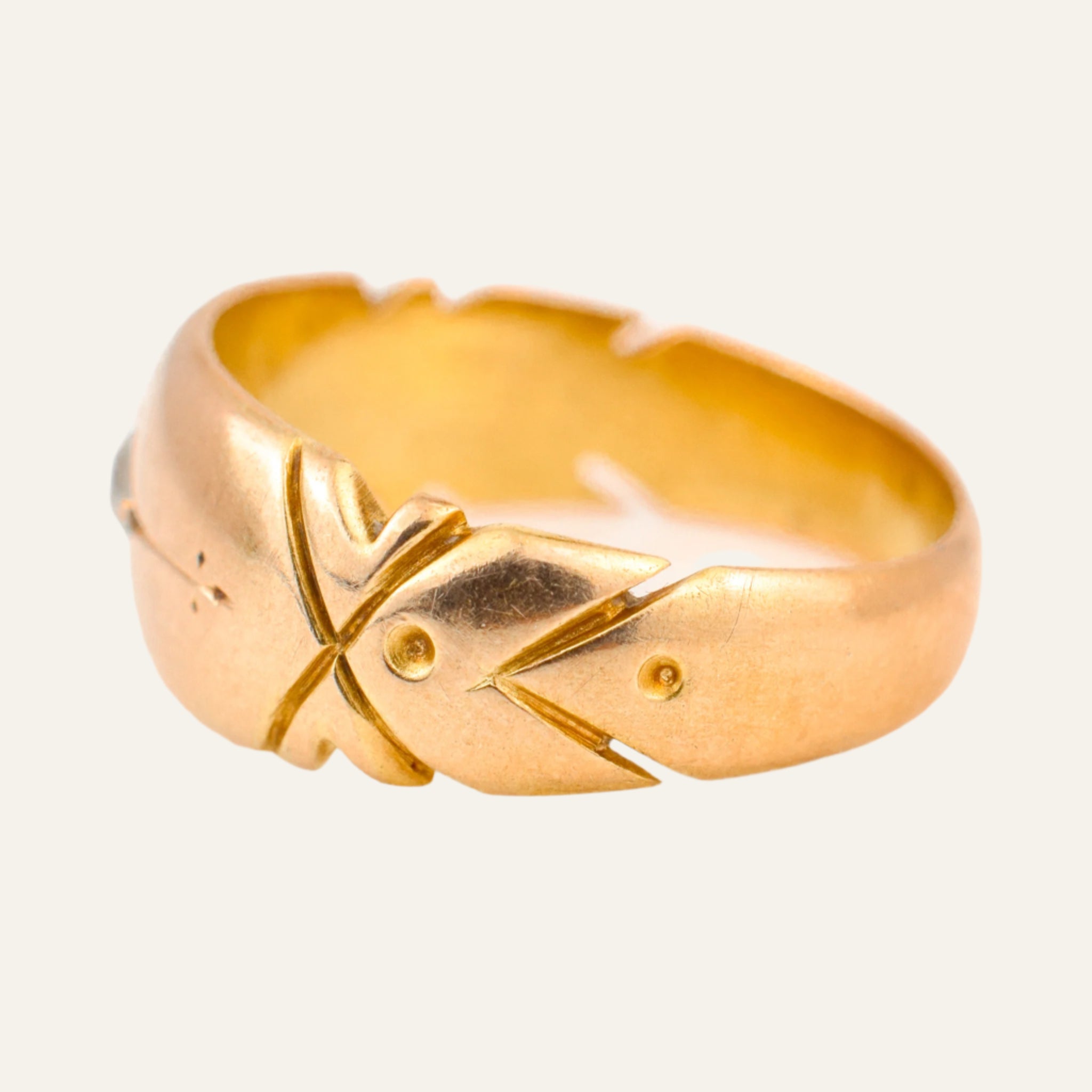 Hallmarked Starburst Diamond Gold Band