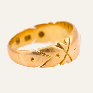 Hallmarked Starburst Diamond Gold Band