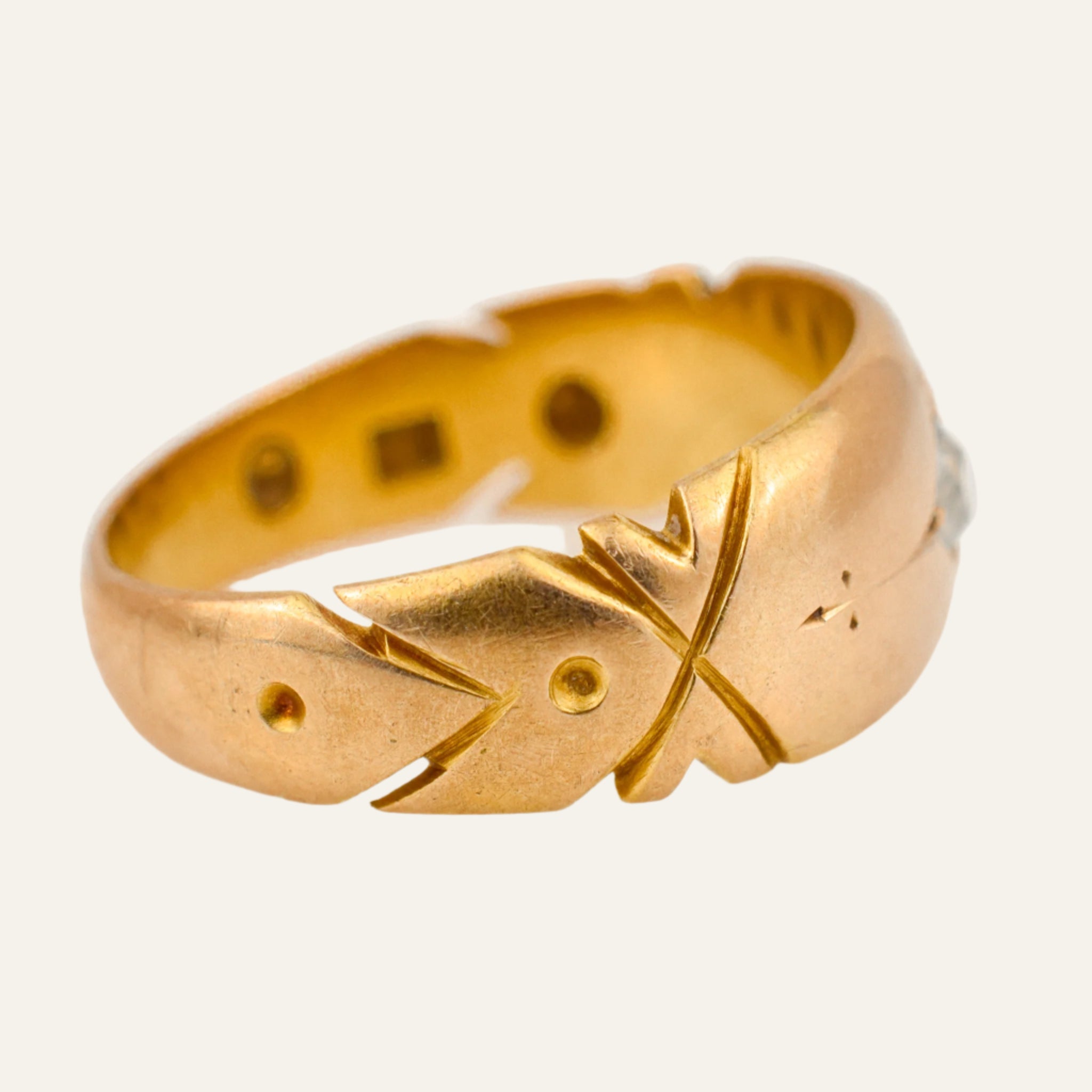 Hallmarked Starburst Diamond Gold Band