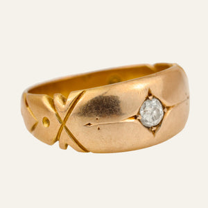 Hallmarked Starburst Diamond Gold Band