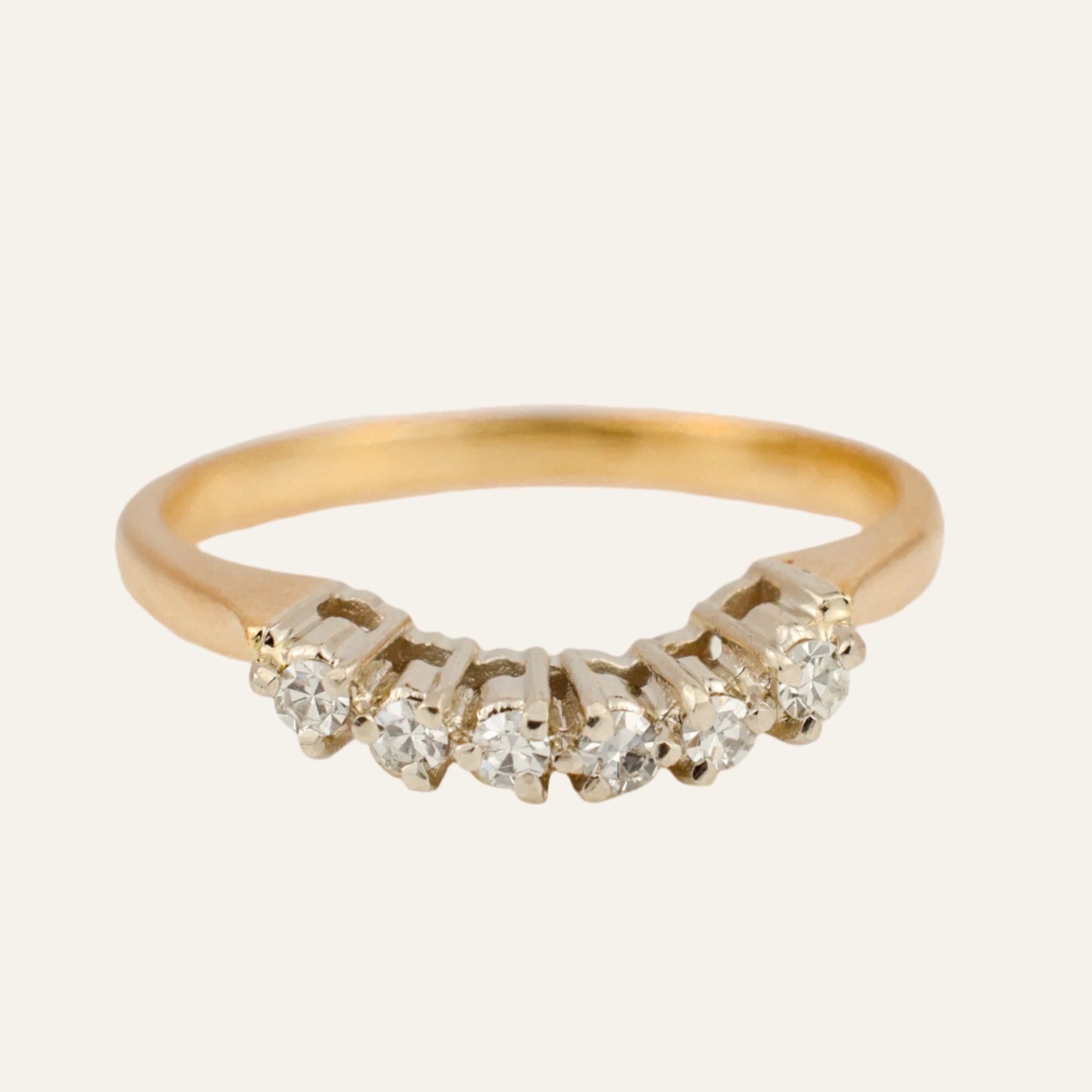 6 Diamond Curved Gold Band