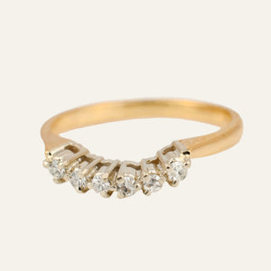 6 Diamond Curved Gold Band