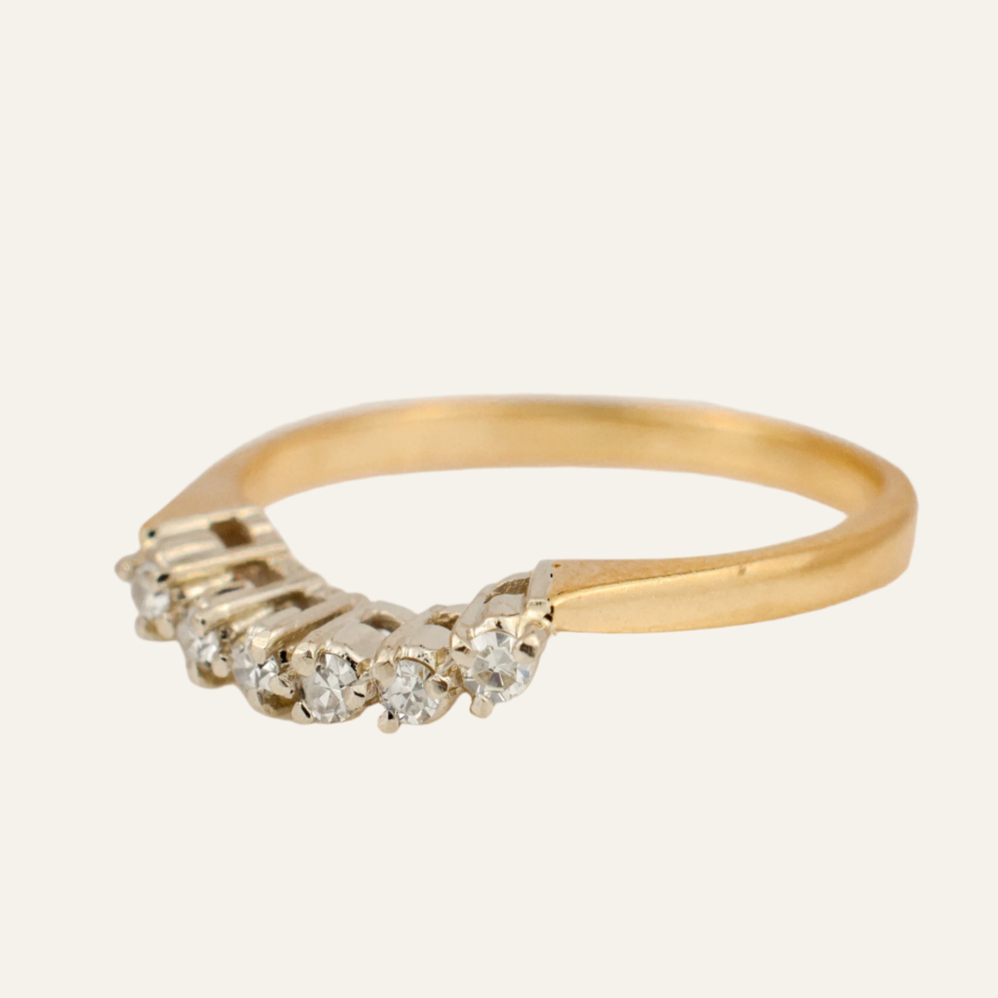 6 Diamond Curved Gold Band