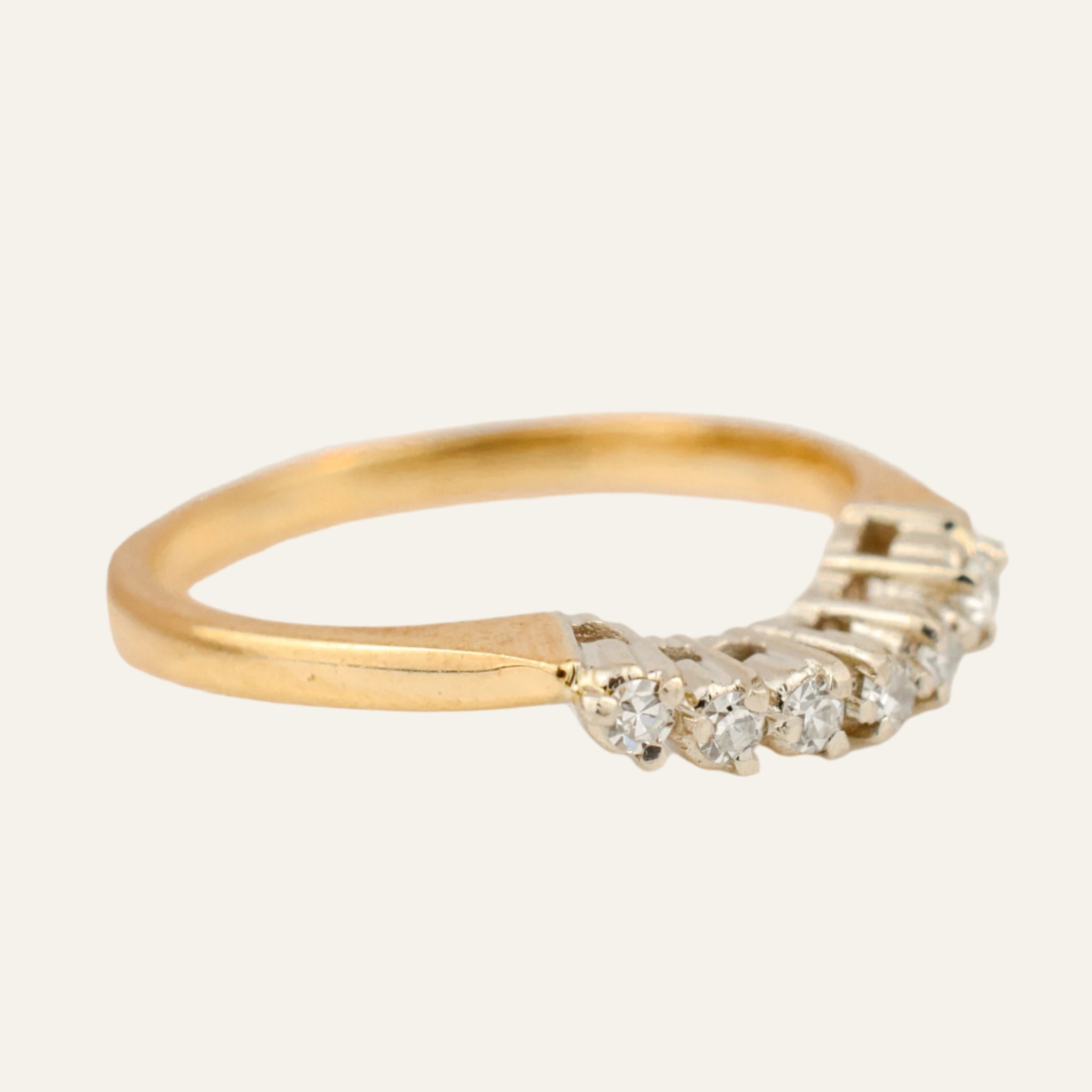 6 Diamond Curved Gold Band