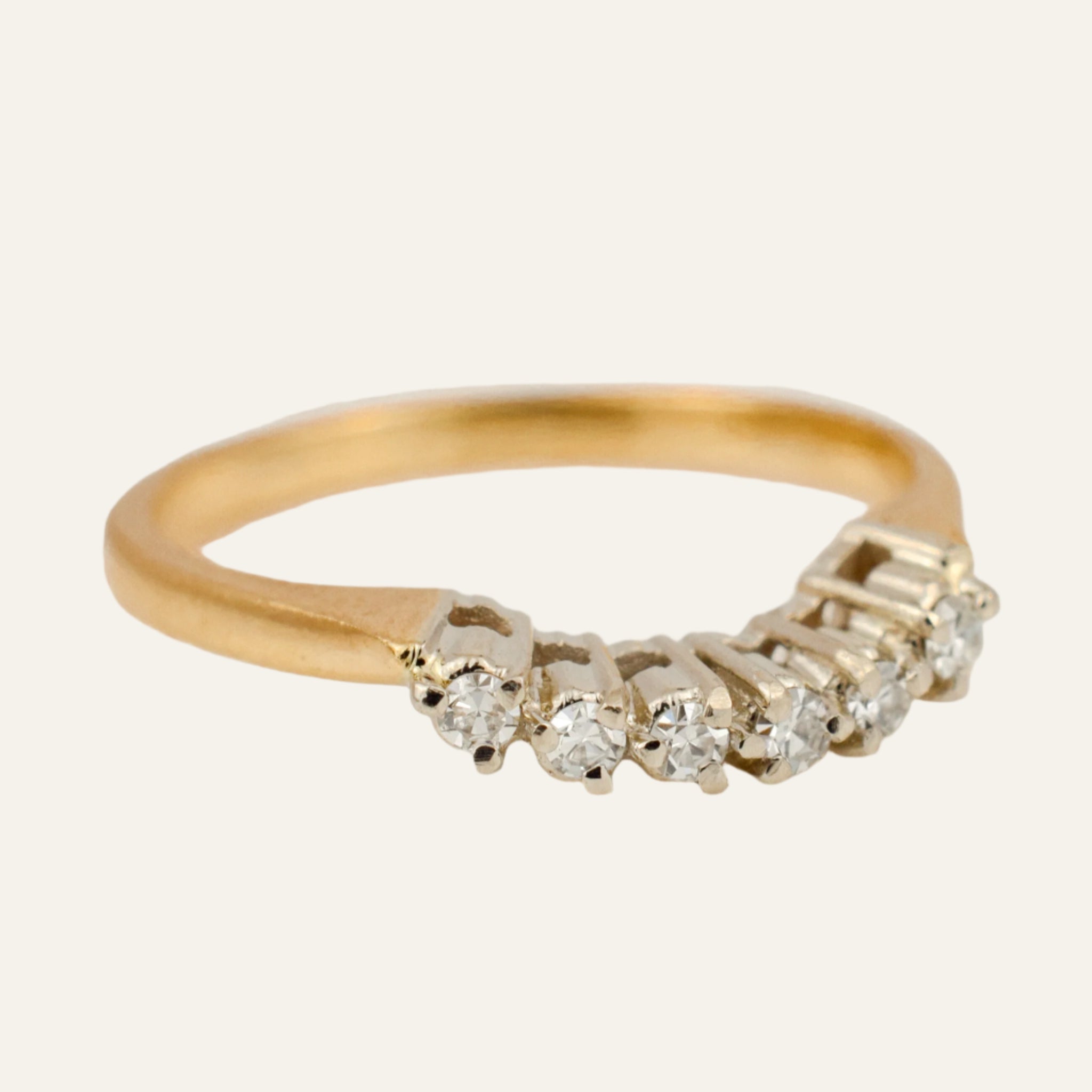 6 Diamond Curved Gold Band