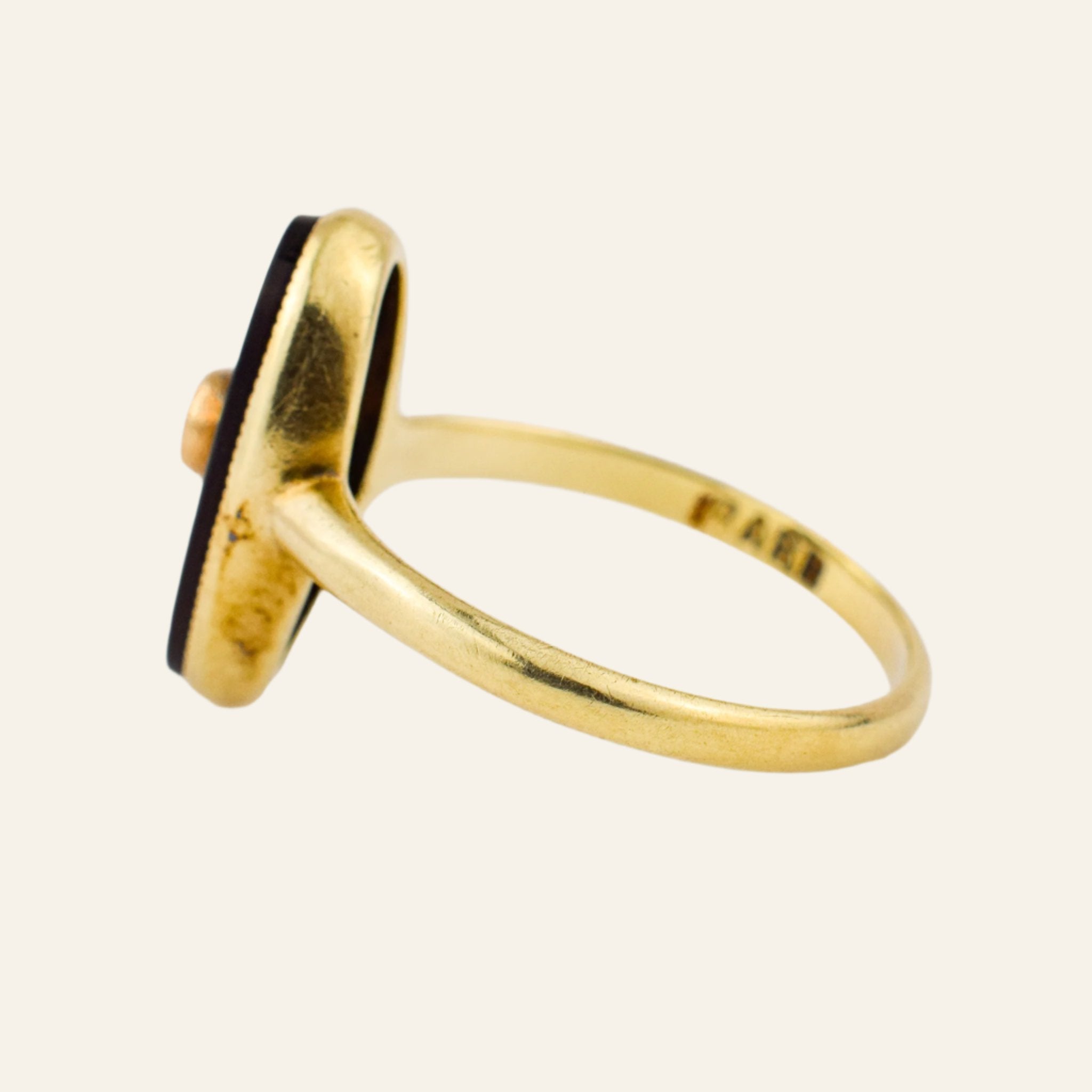 antique Onyx and Seed Pearl Oval Ring