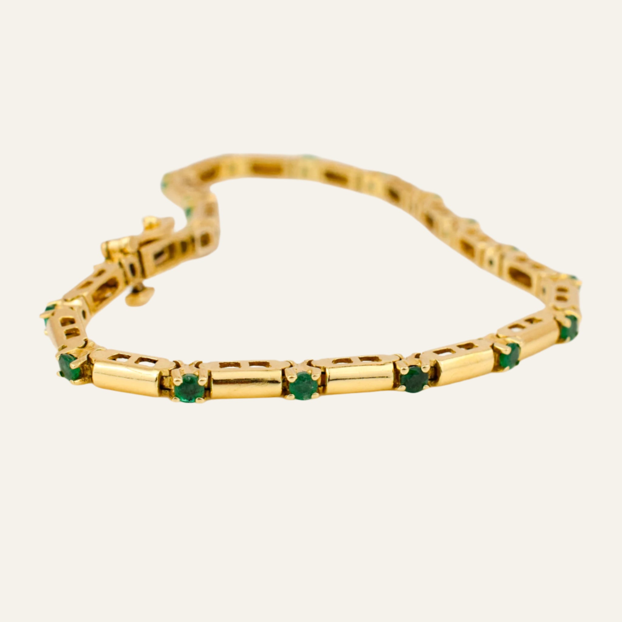 7" Gold Bar and Emerald Bracelet