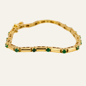 7" Gold Bar and Emerald Bracelet