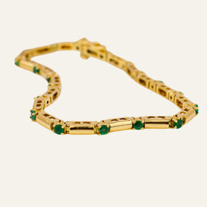 7" Gold Bar and Emerald Bracelet