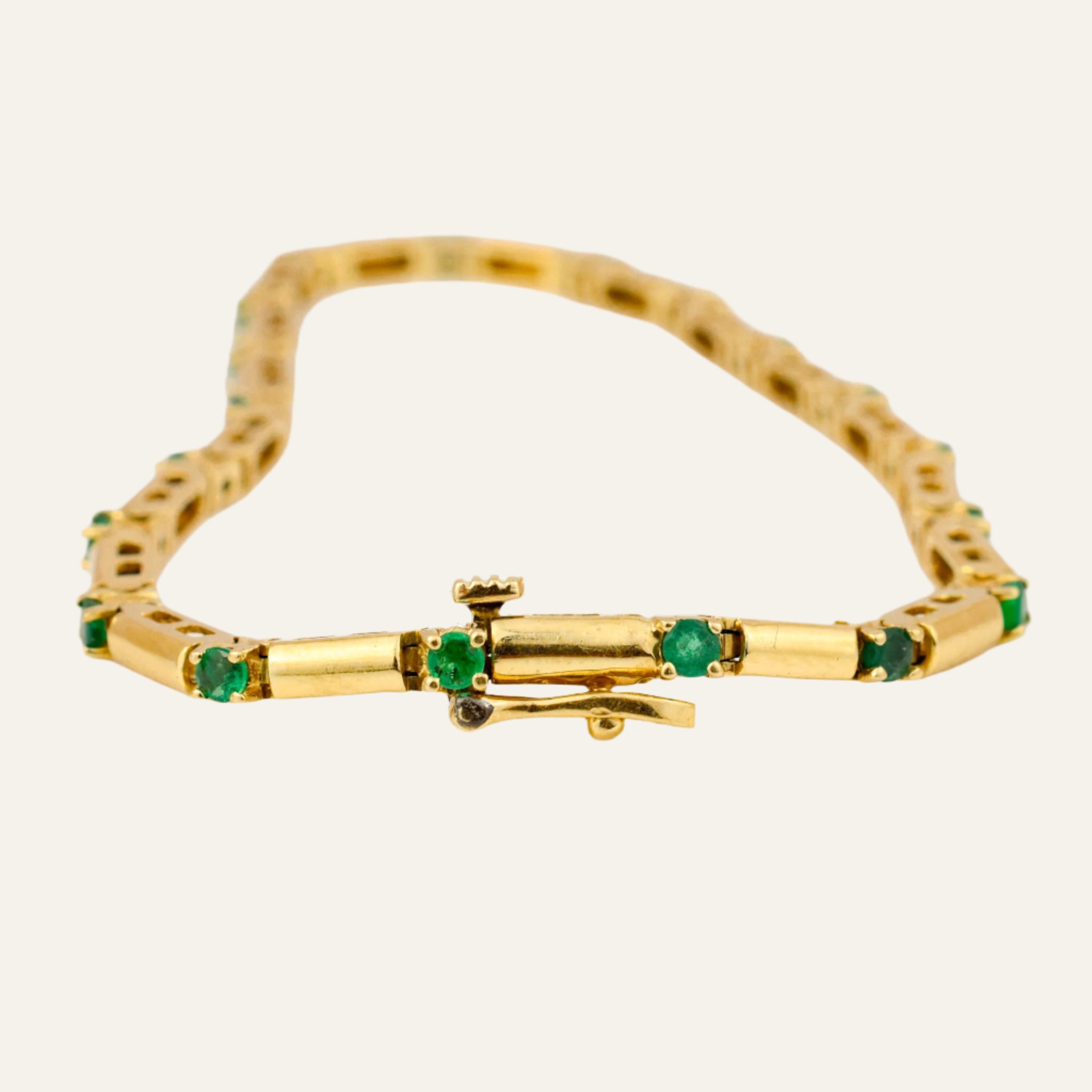 7" Gold Bar and Emerald Bracelet