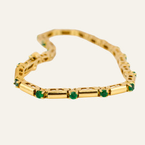 7" Gold Bar and Emerald Bracelet