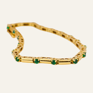 7" Gold Bar and Emerald Bracelet