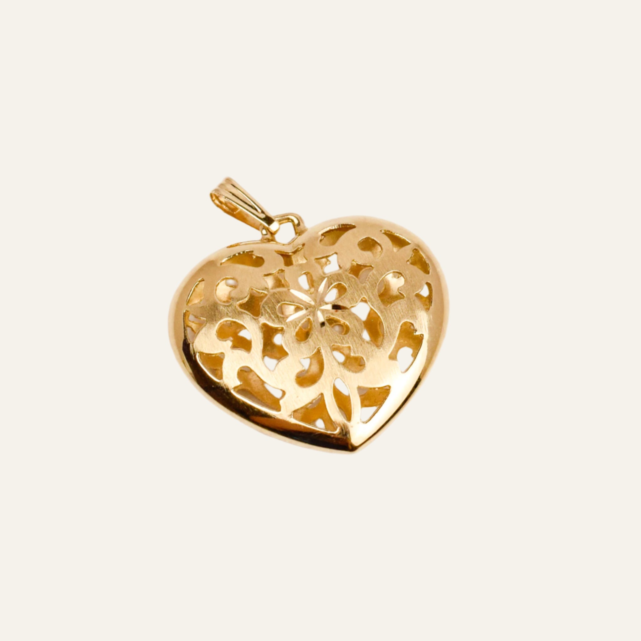 Large Filigree Gold Heart Pendant