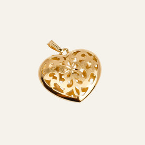 Large Filigree Gold Heart Pendant