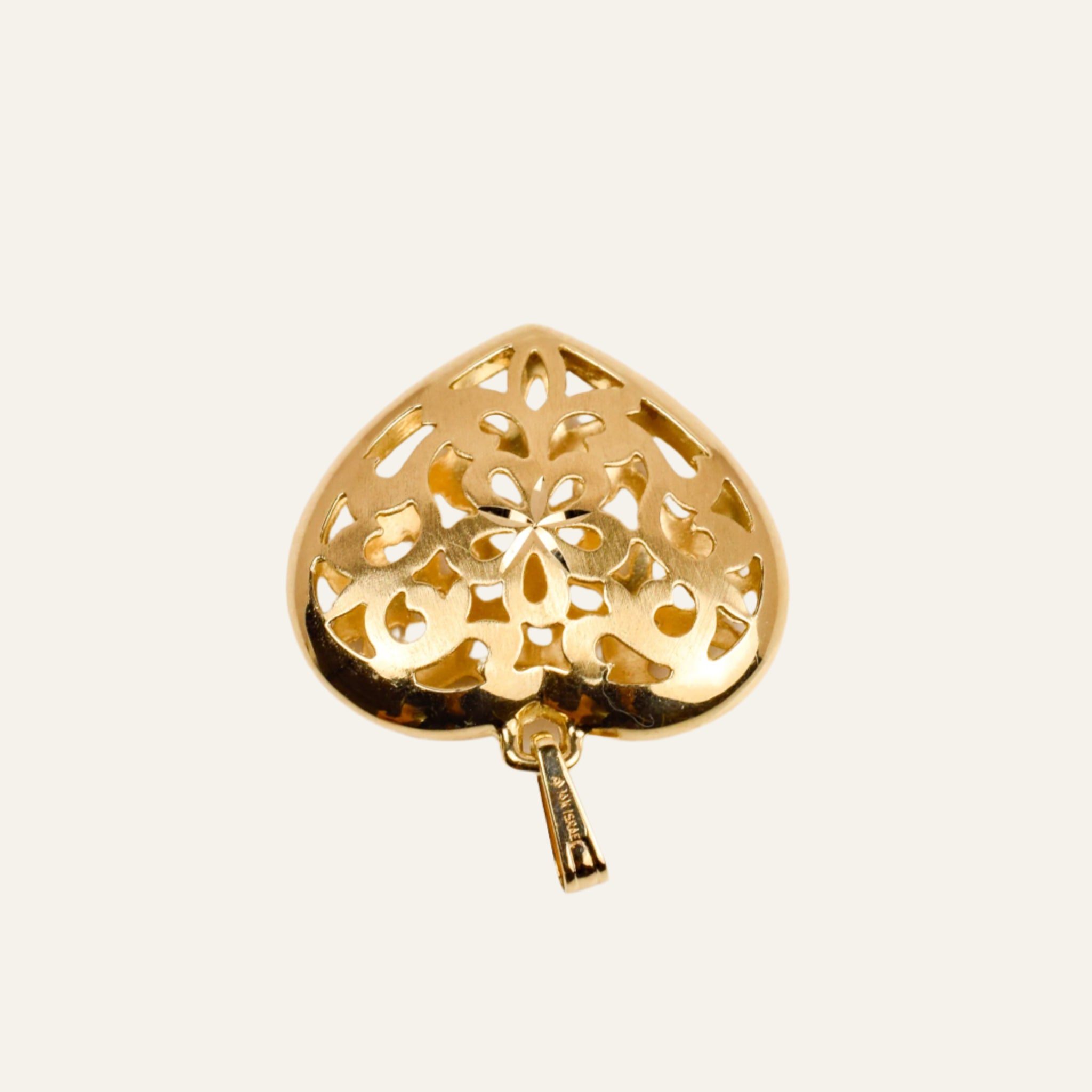 Large Filigree Gold Heart Pendant