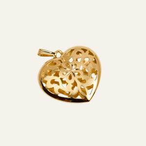 Large Filigree Gold Heart Pendant