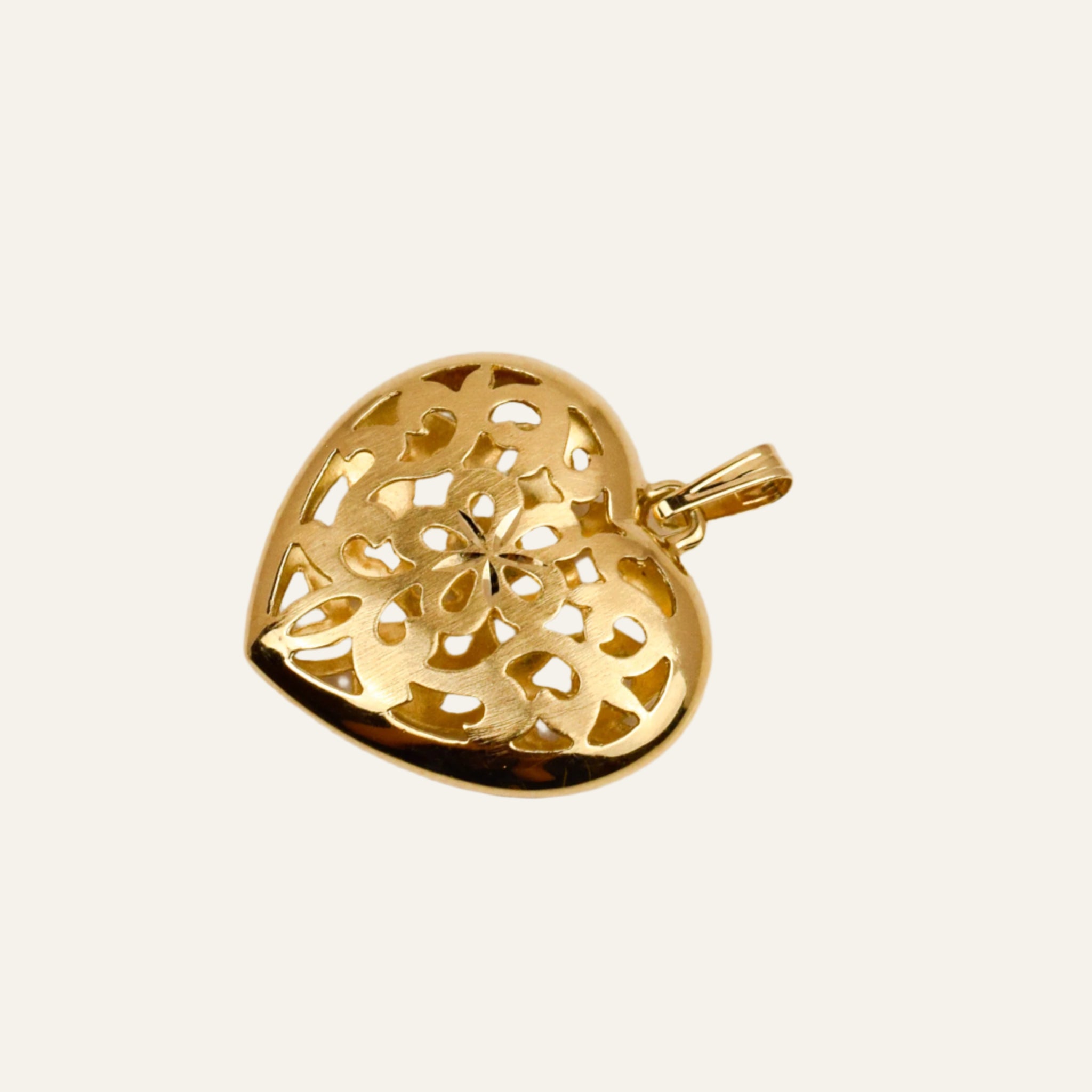 Large Filigree Gold Heart Pendant