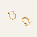 15.6 mm Brushed Oval Gold Hoop Earrings