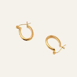 15.6 mm Brushed Oval Gold Hoop Earrings