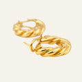 19.5 mm Twisted Omega Gold Hoop Earrings
