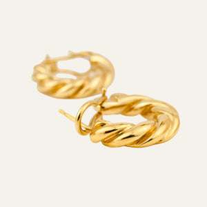 19.5 mm Twisted Omega Gold Hoop Earrings