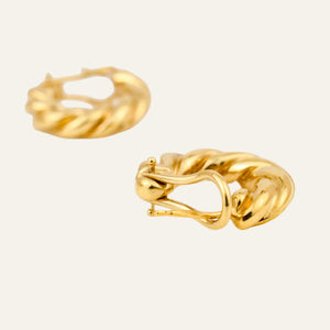 19.5 mm Twisted Omega Gold Hoop Earrings