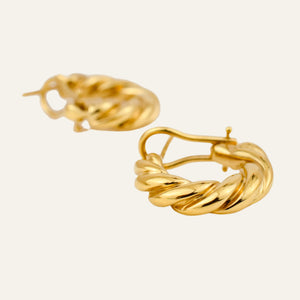 19.5 mm Twisted Omega Gold Hoop Earrings