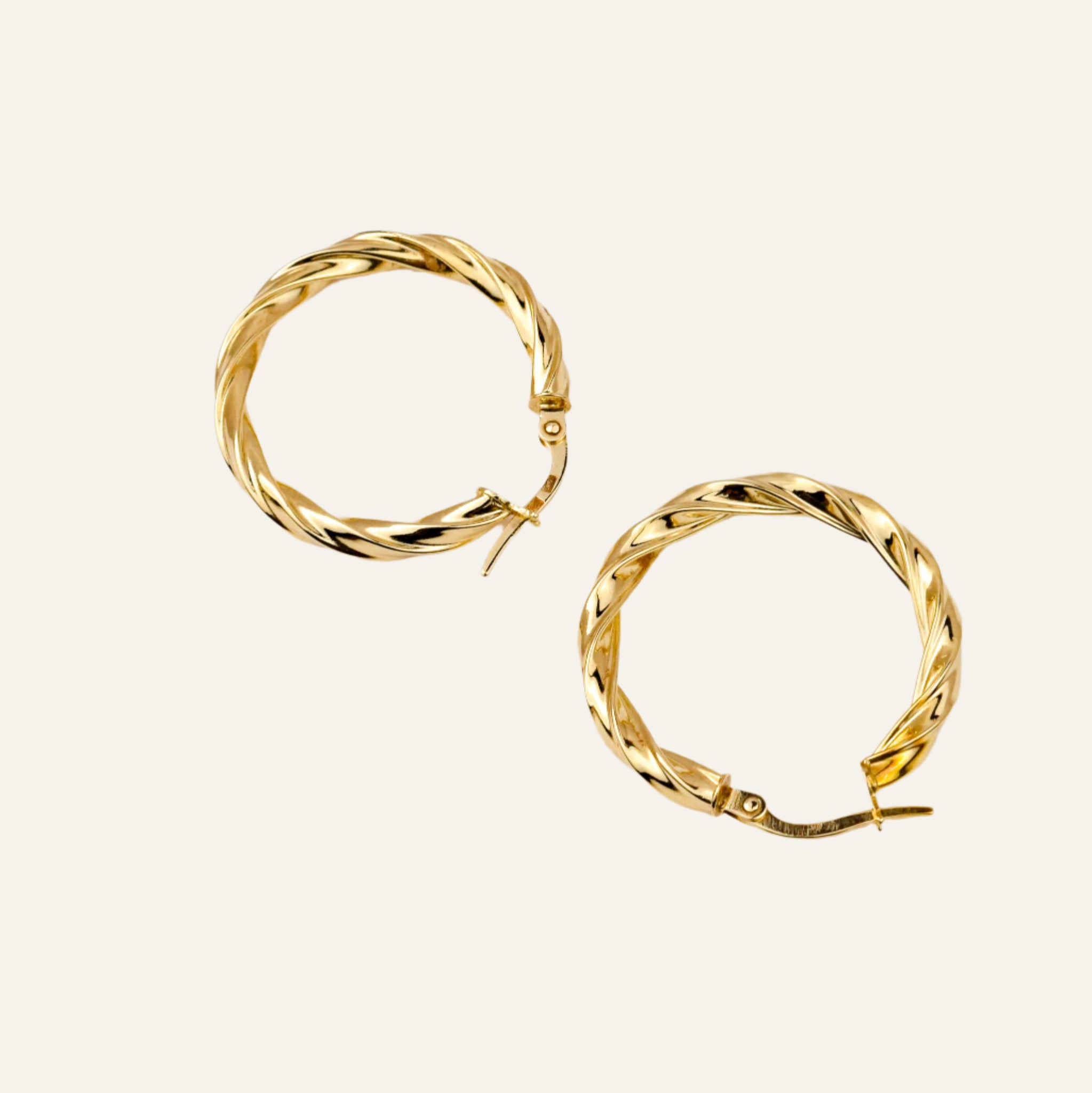 25 mm Twisted Gold Hoop Earrings