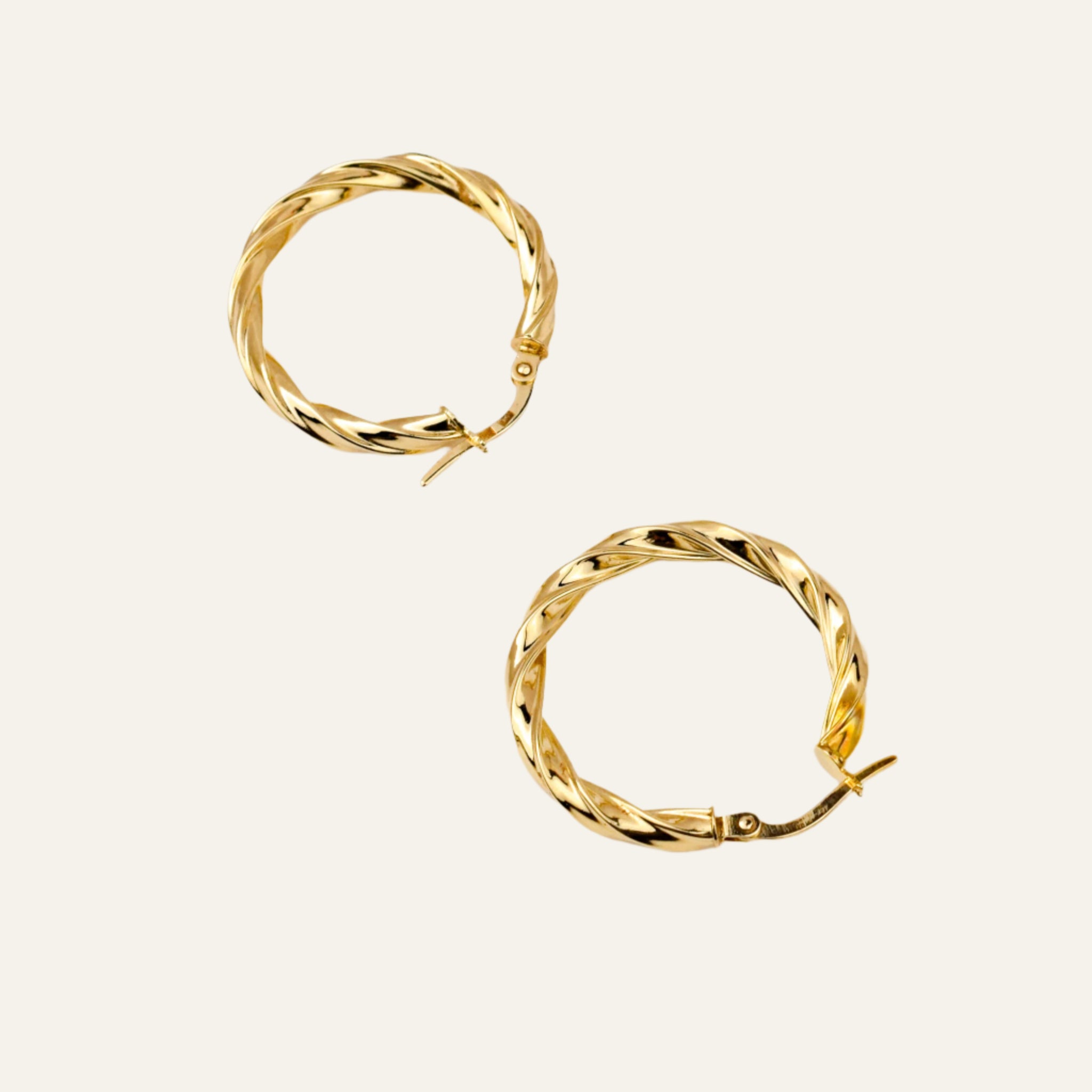 25 mm Twisted Gold Hoop Earrings