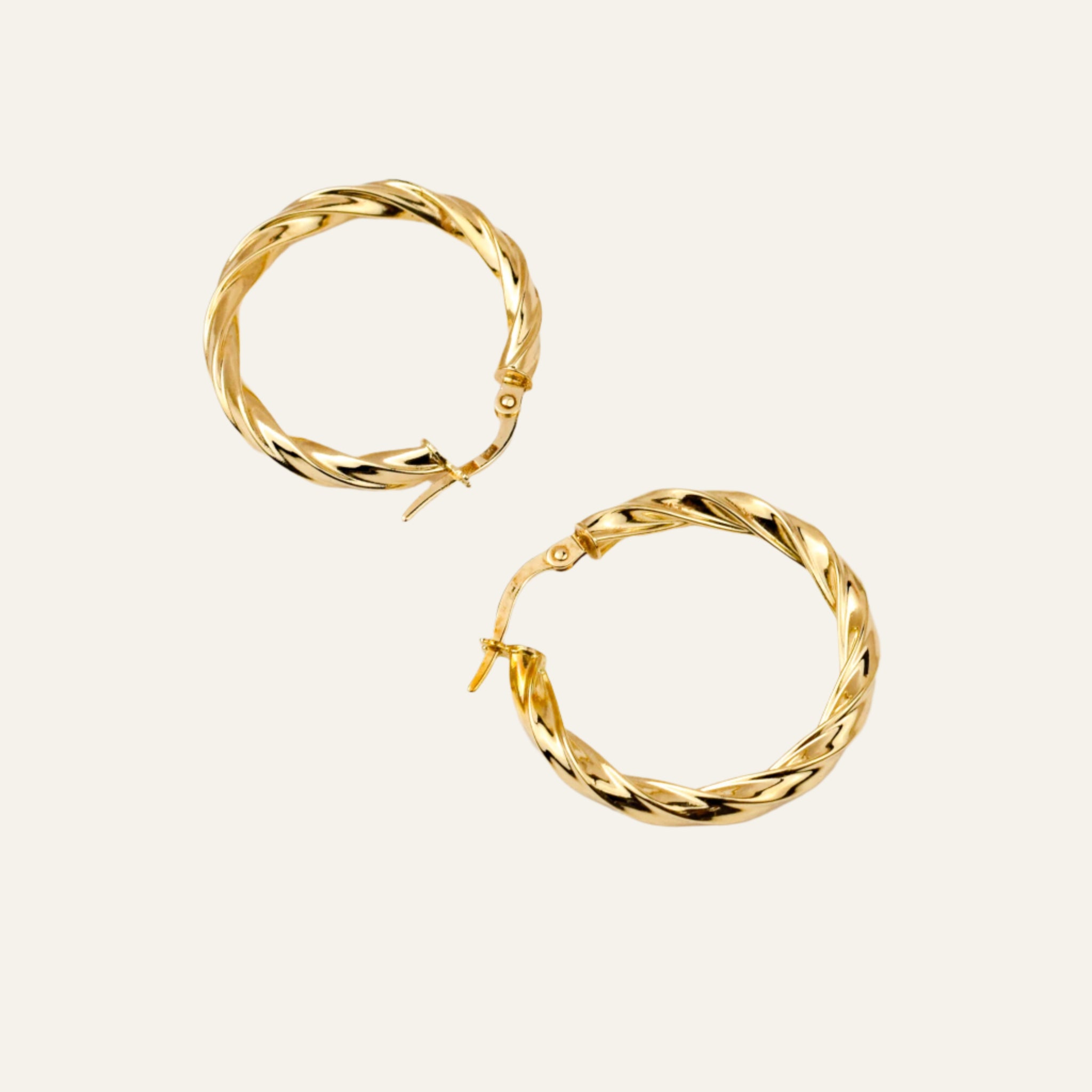 25 mm Twisted Gold Hoop Earrings