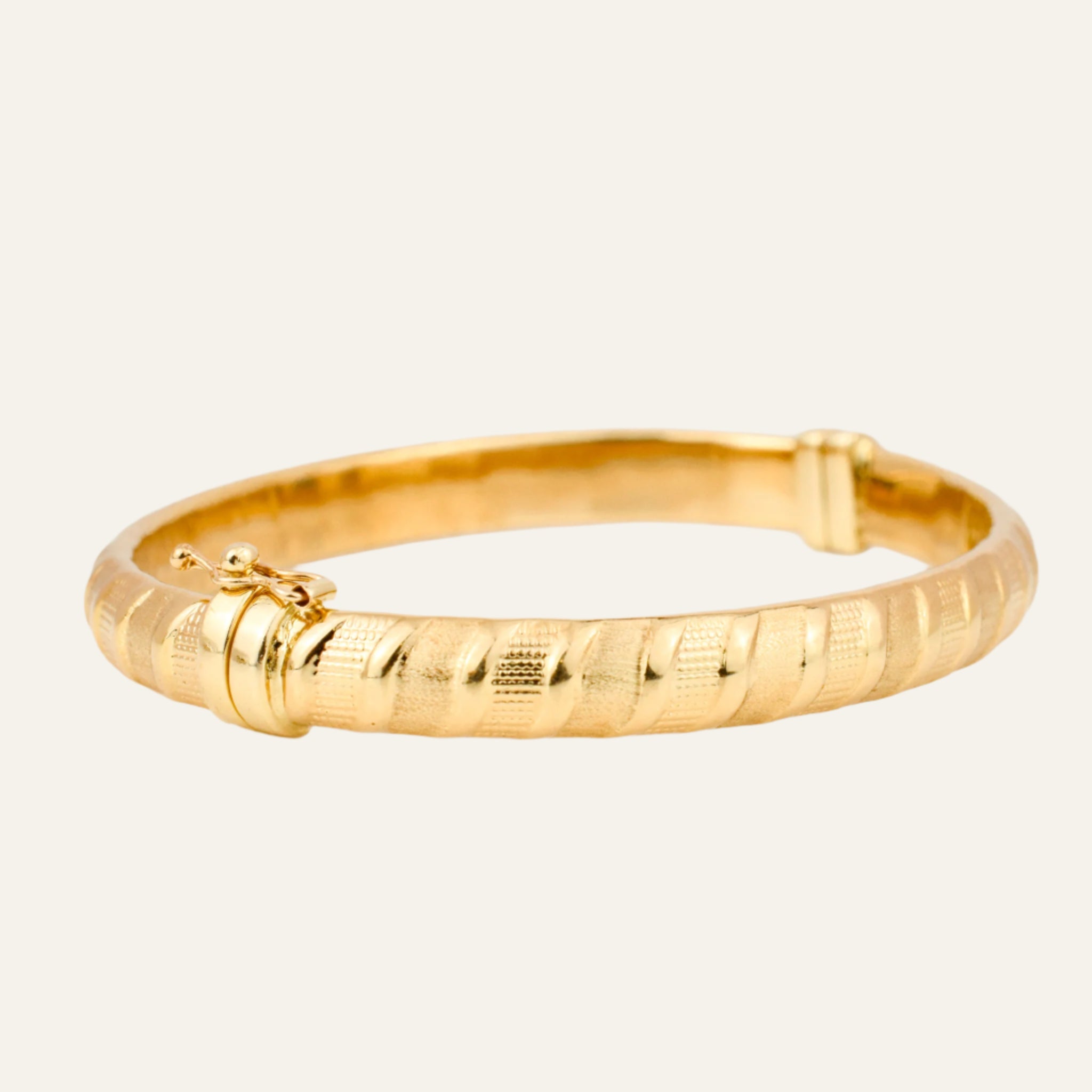 Multi-Texture Gold Bangle Bracelet