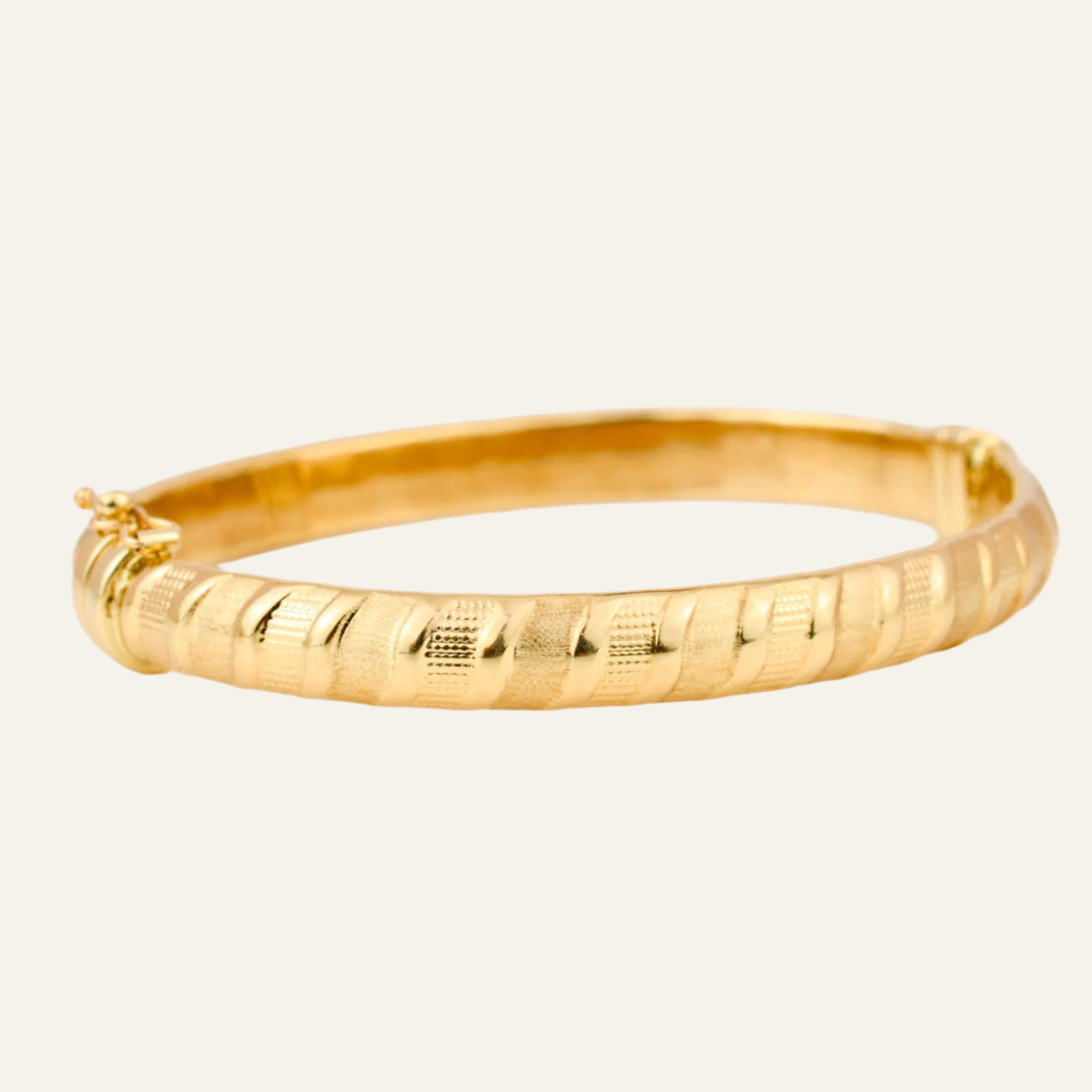 Multi-Texture Gold Bangle Bracelet