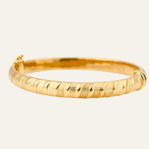 Multi-Texture Gold Bangle Bracelet